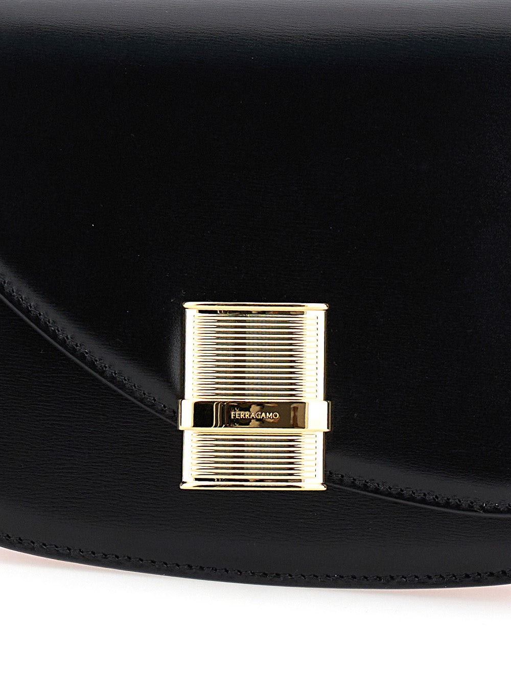 Ferragamo Women 'Fiamma S' Black Asymmetric Crossbody Bag With Logo Detail In Leather Woman - 5