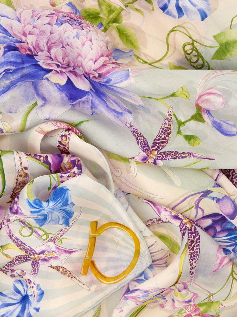 FERRAGAMO Gaia print silk scarf outlook