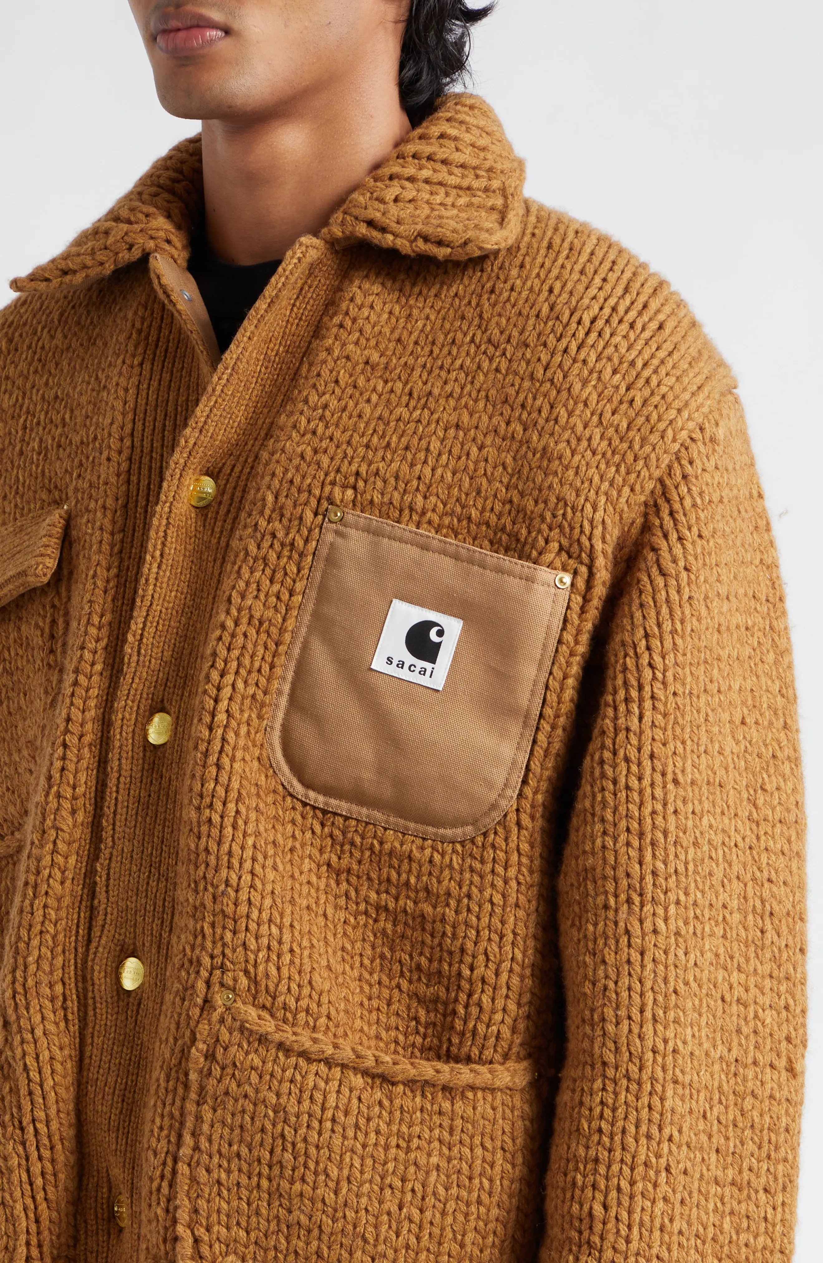Carhartt WIP Logo Patch Wool Blend Knit Jacket - 5