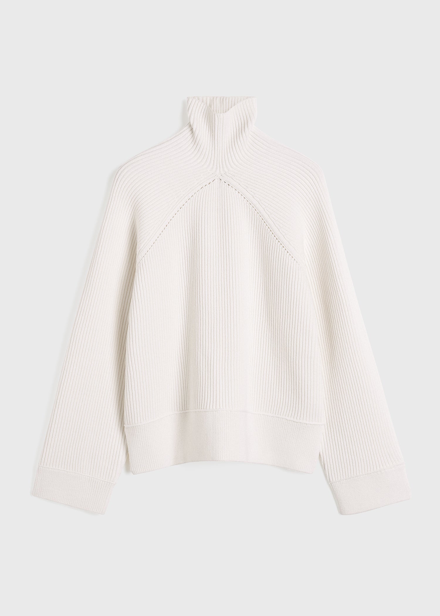 Ribbed chimney-neck knit white - 1