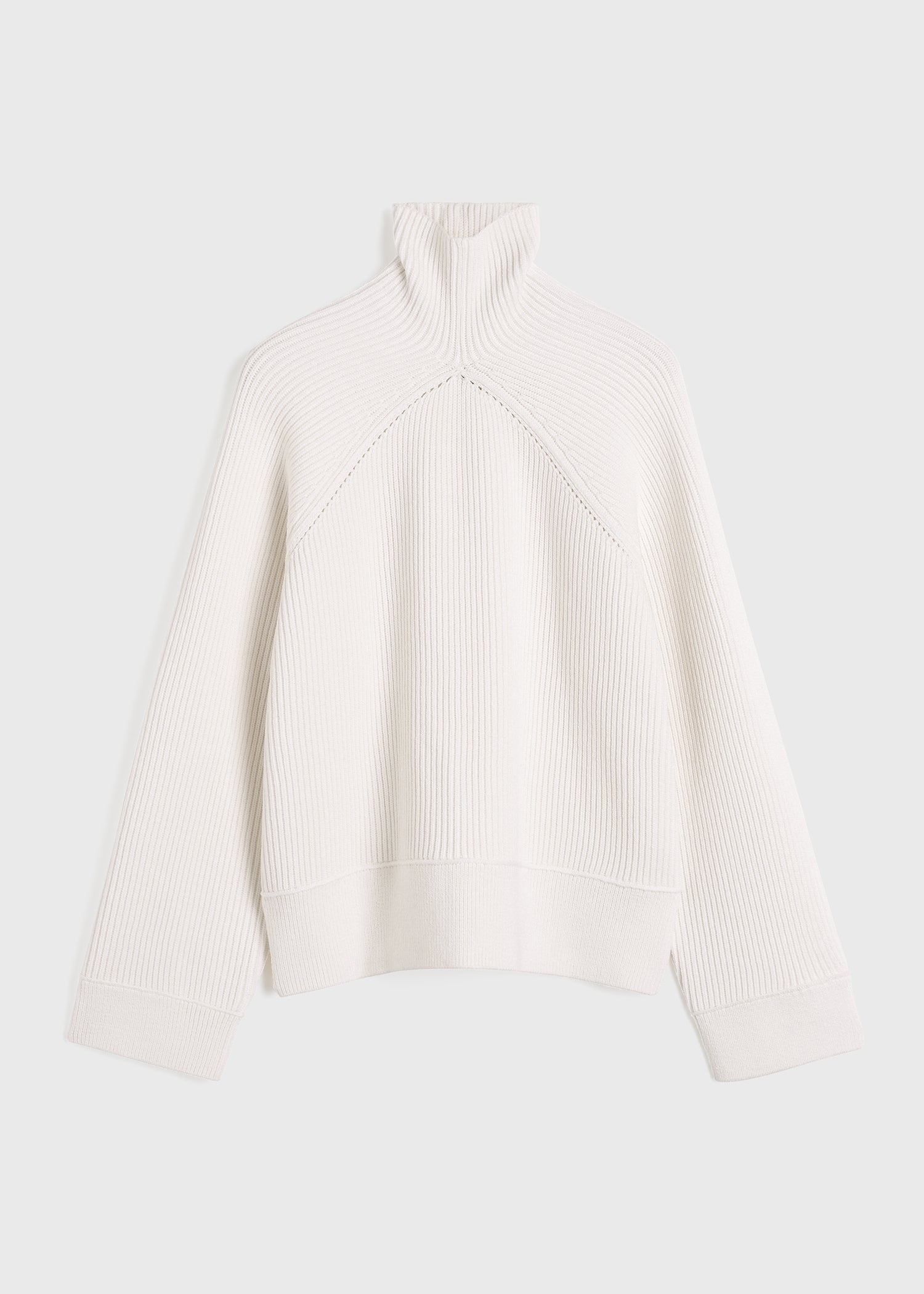 Ribbed chimney-neck knit white - 1