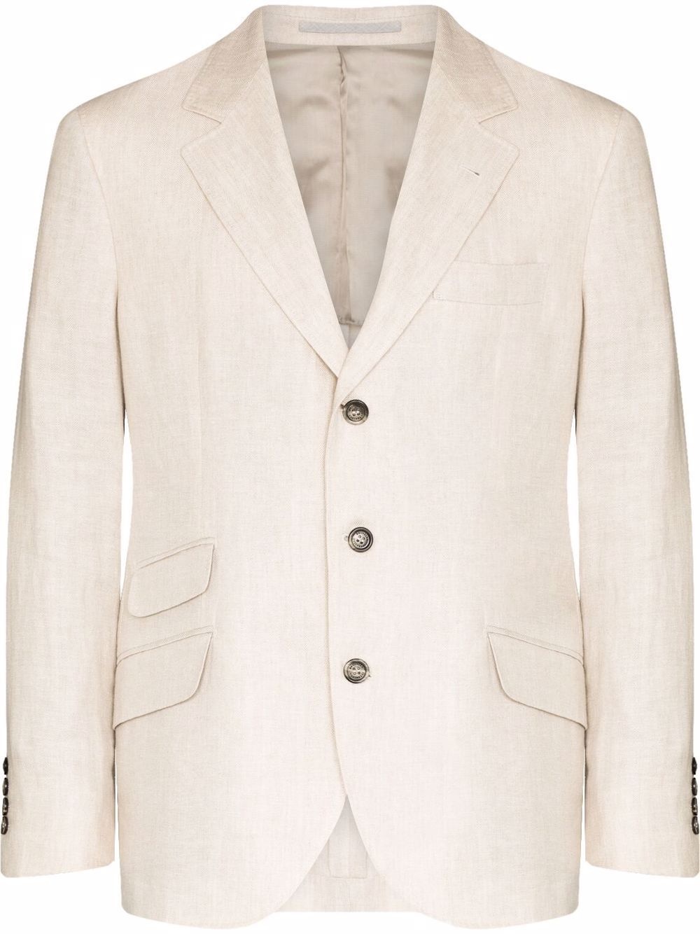 single-breasted linen blazer - 1