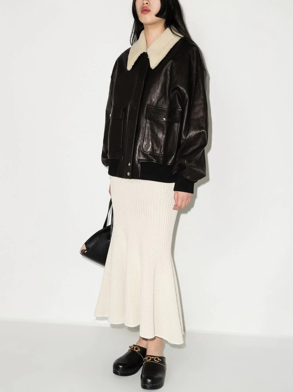 shearling-trim collar jacket - 2