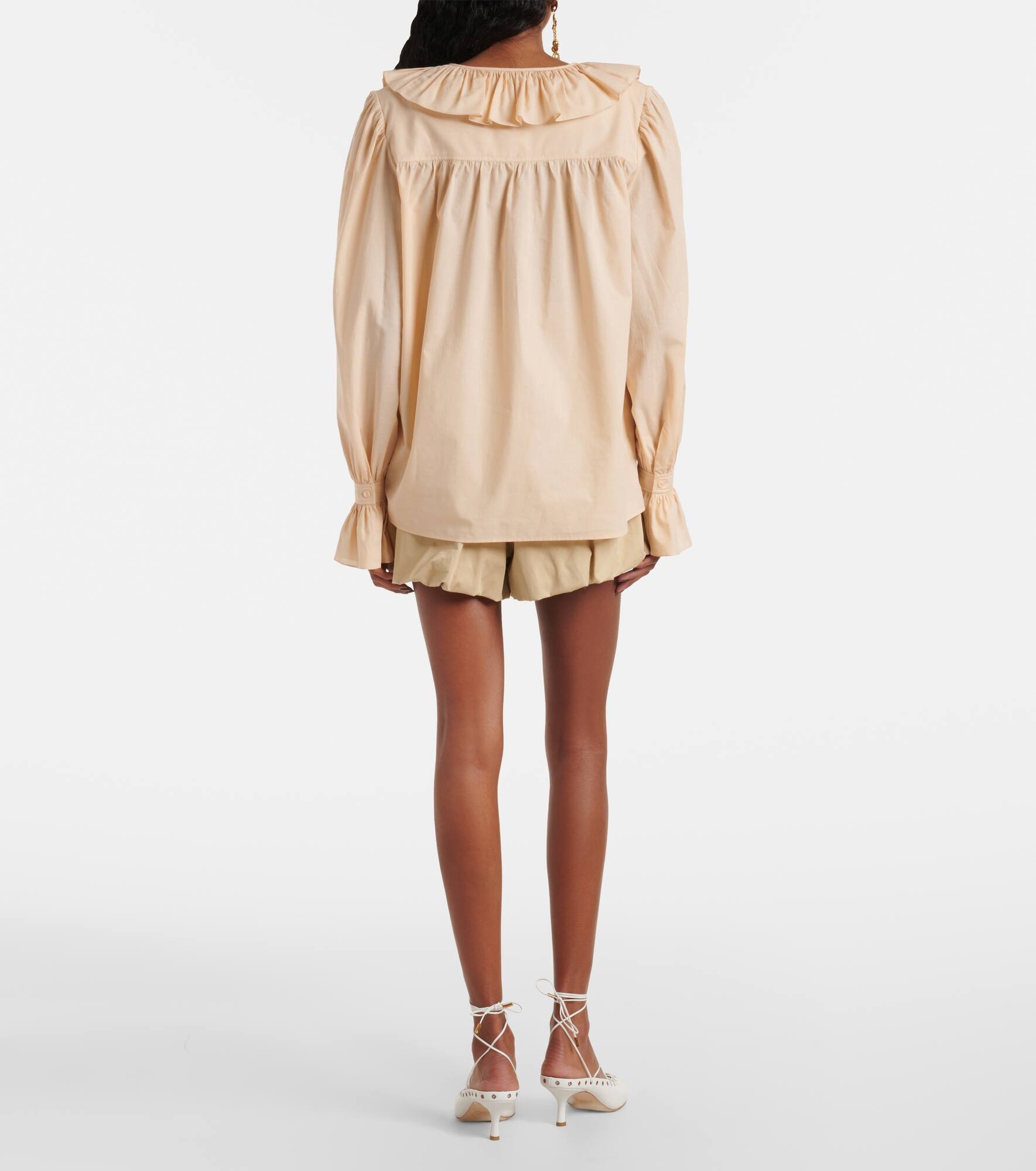 Ruffled cotton voile blouse - 3