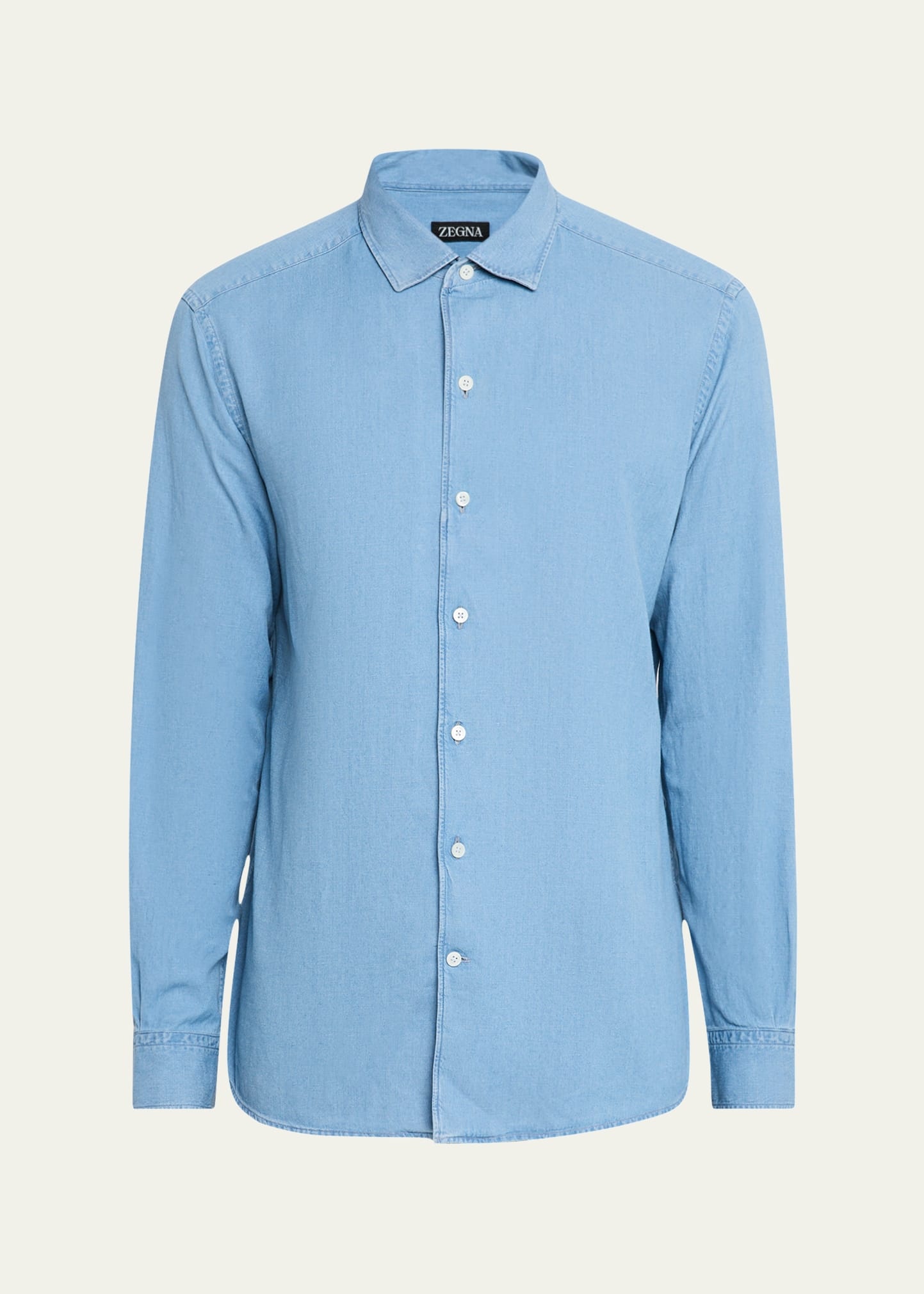 Men's Cotton and Linen Denim Casual Button-Down Shirt - 1