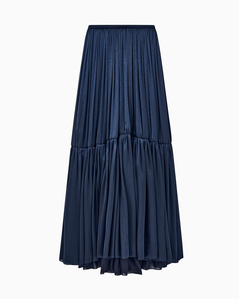 HIGH-WAISTED PLEATED LINED SKIRT IN LAMÉ SILK 1