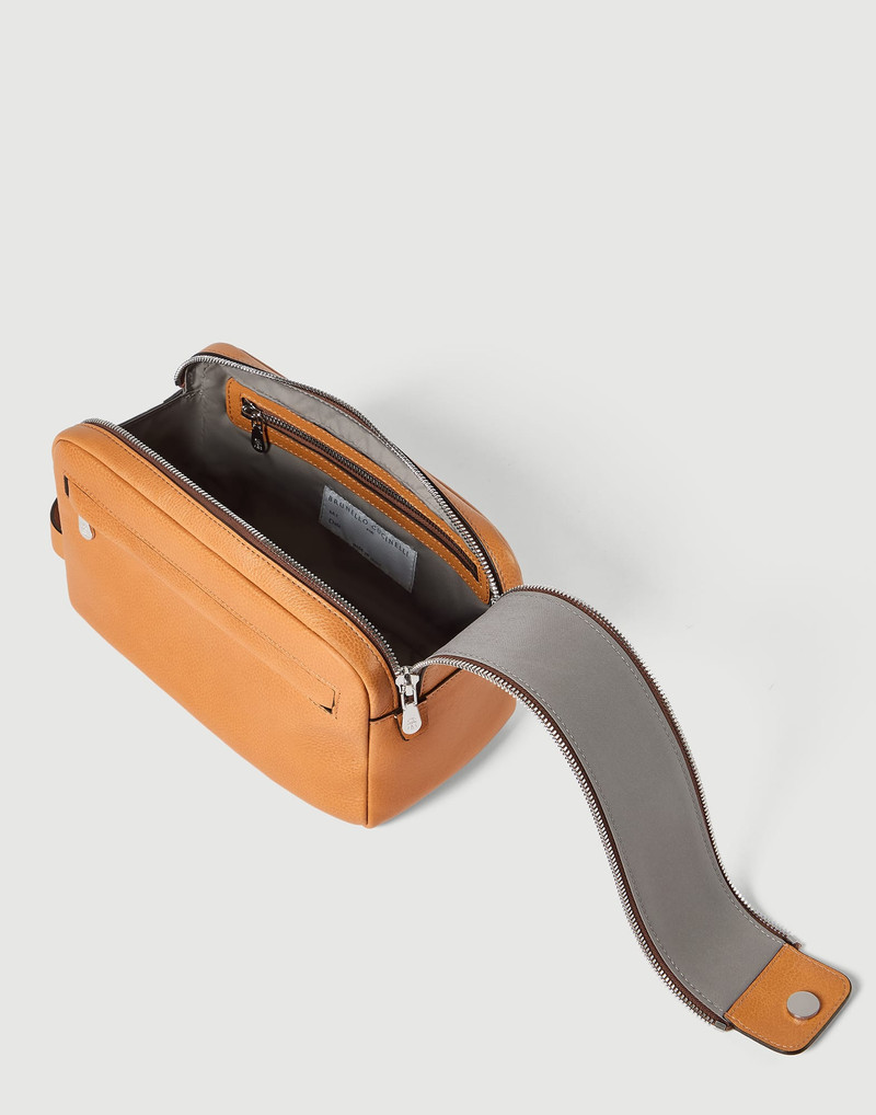 Cowhide beauty case with double zipper 5