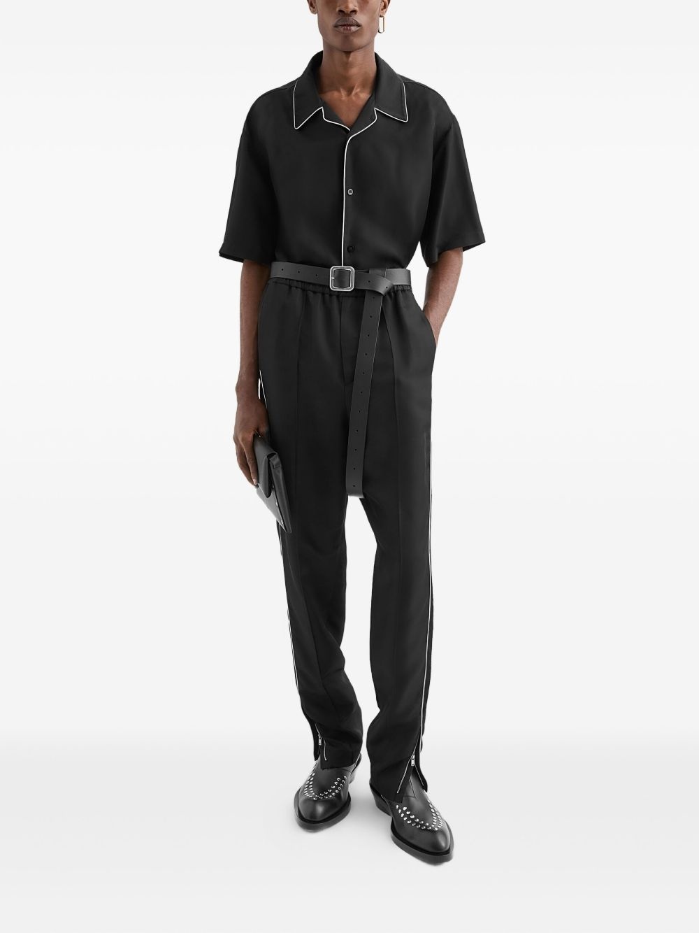 piped-trim trousers - 2