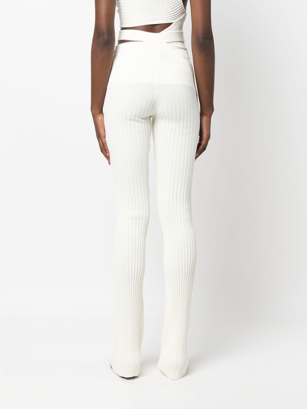 cut-out waist ribbed trousers - 4