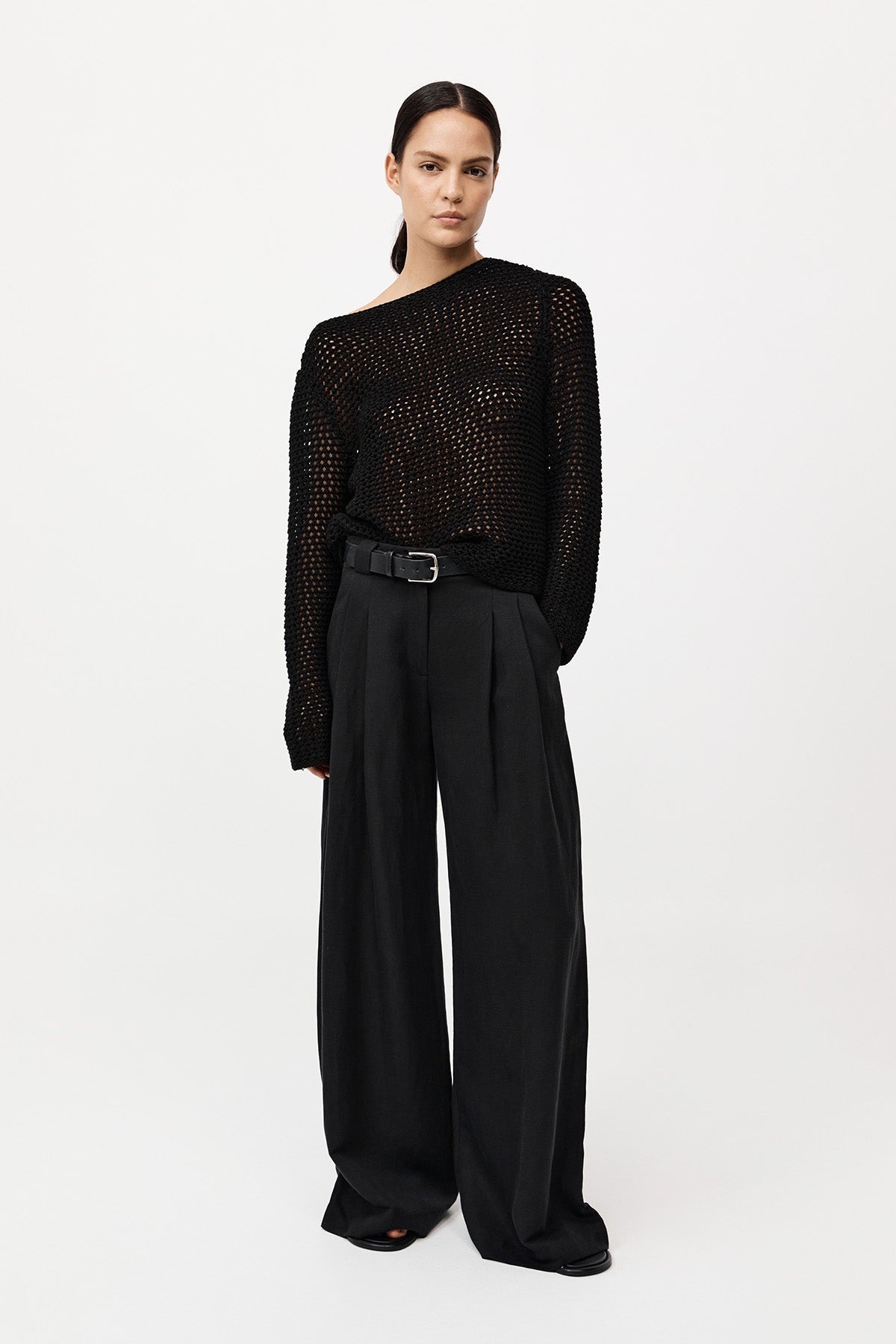 Cotton Crochet Jumper - Black - 2