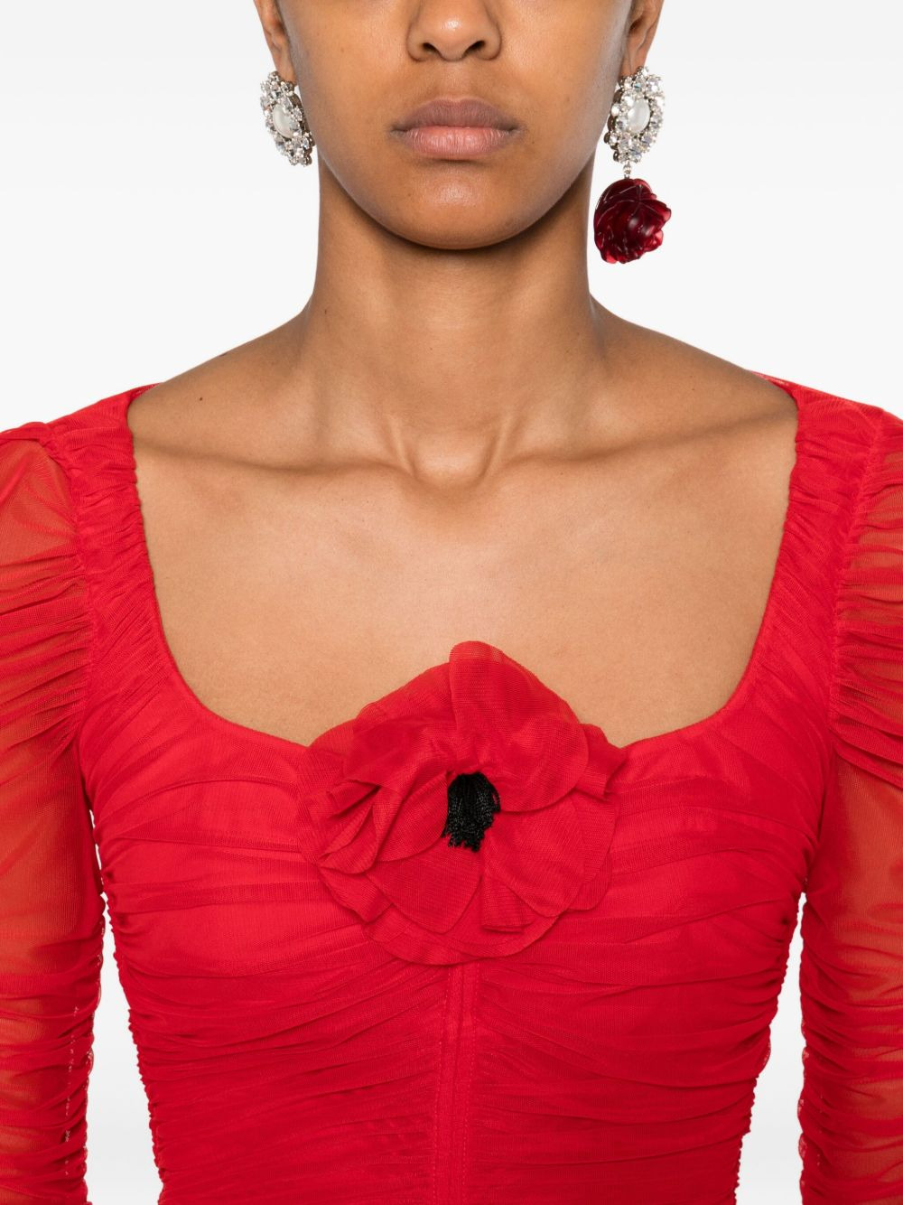 ruffled long-sleeved party dress - 5