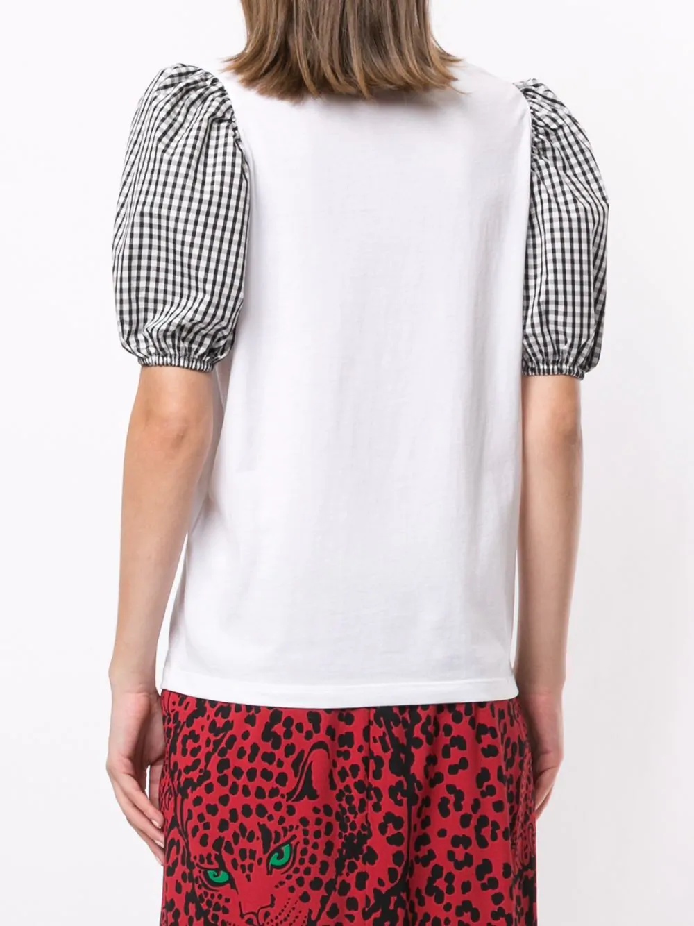 gingham puff sleeve t-shirt - 4