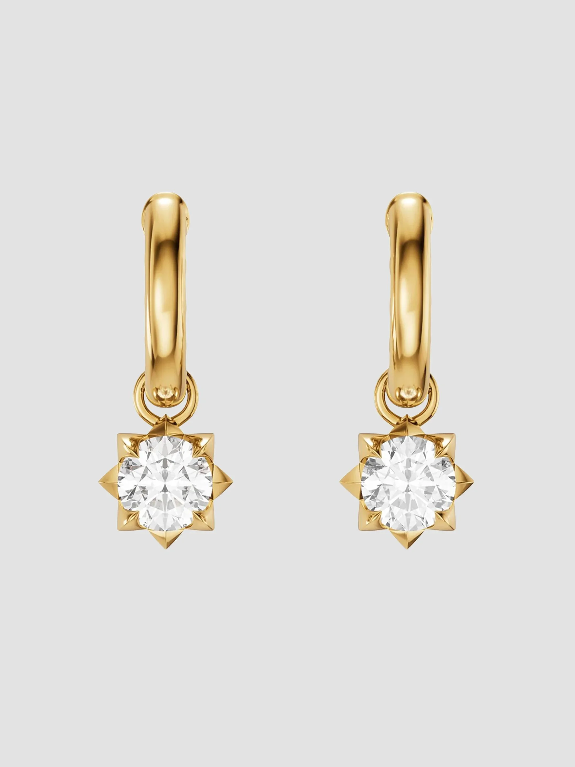 Women's Petite Pave Stone Drop Earrings in 18K Yellow Gold with Diamonds, 4.5MM - Diamond - 1