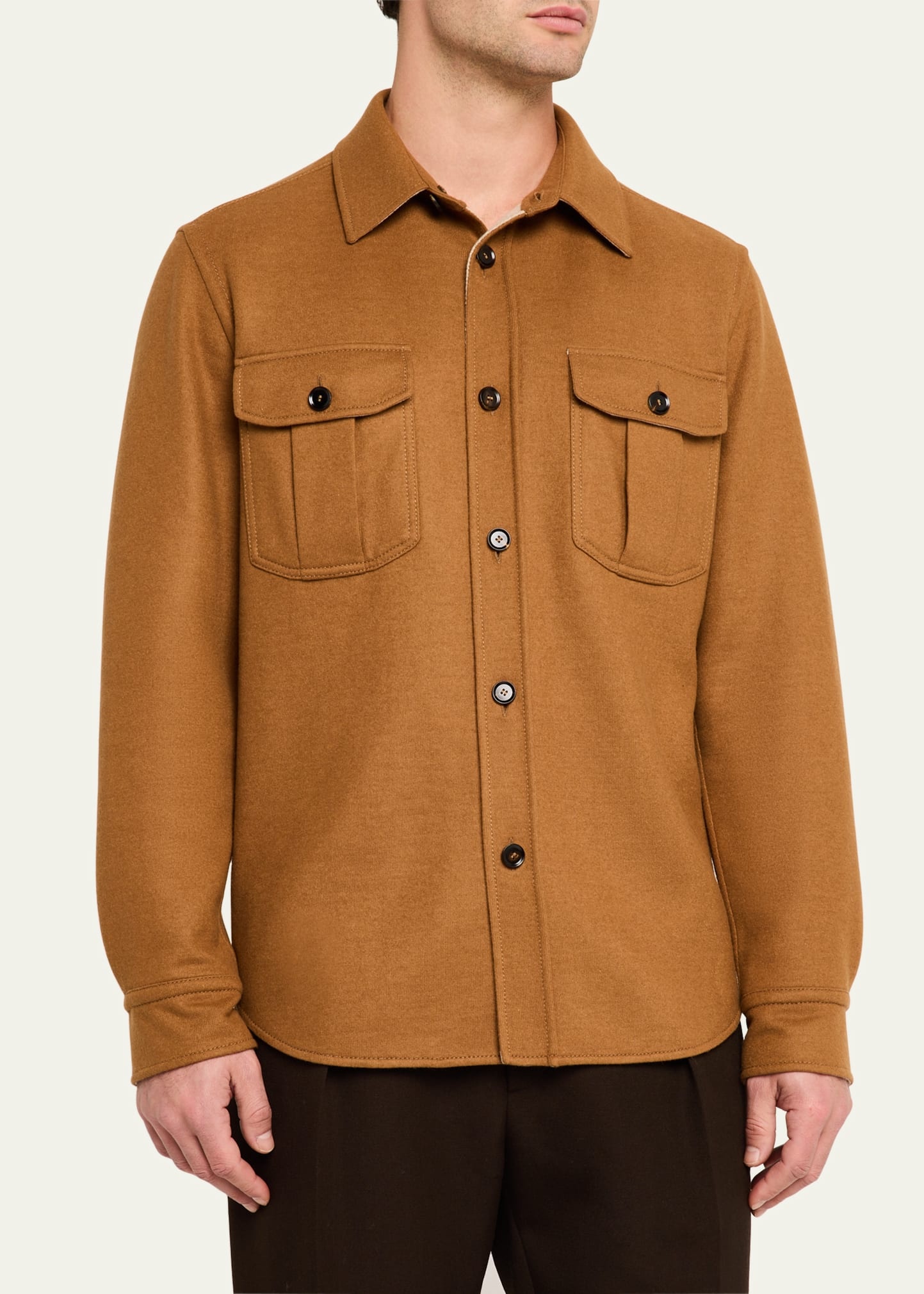 Men's Wool and Cashmere Double-Face Overshirt - 4