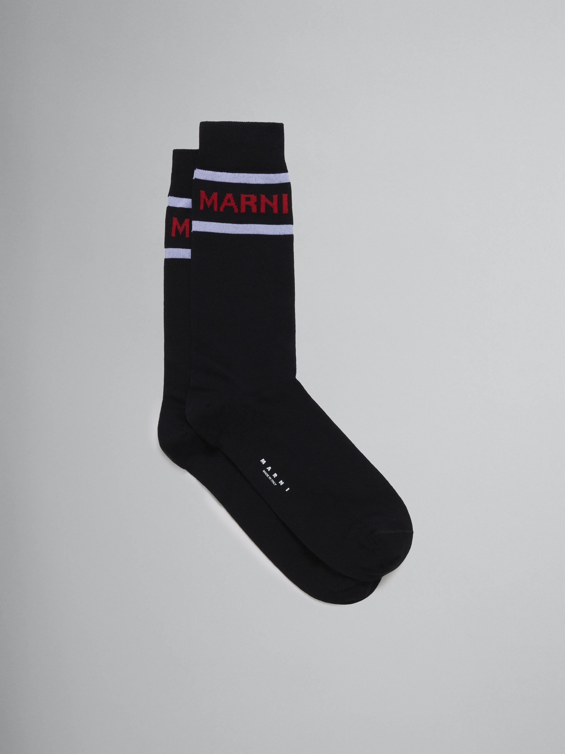 BLACK COTTON SOCKS WITH LOGO - 1