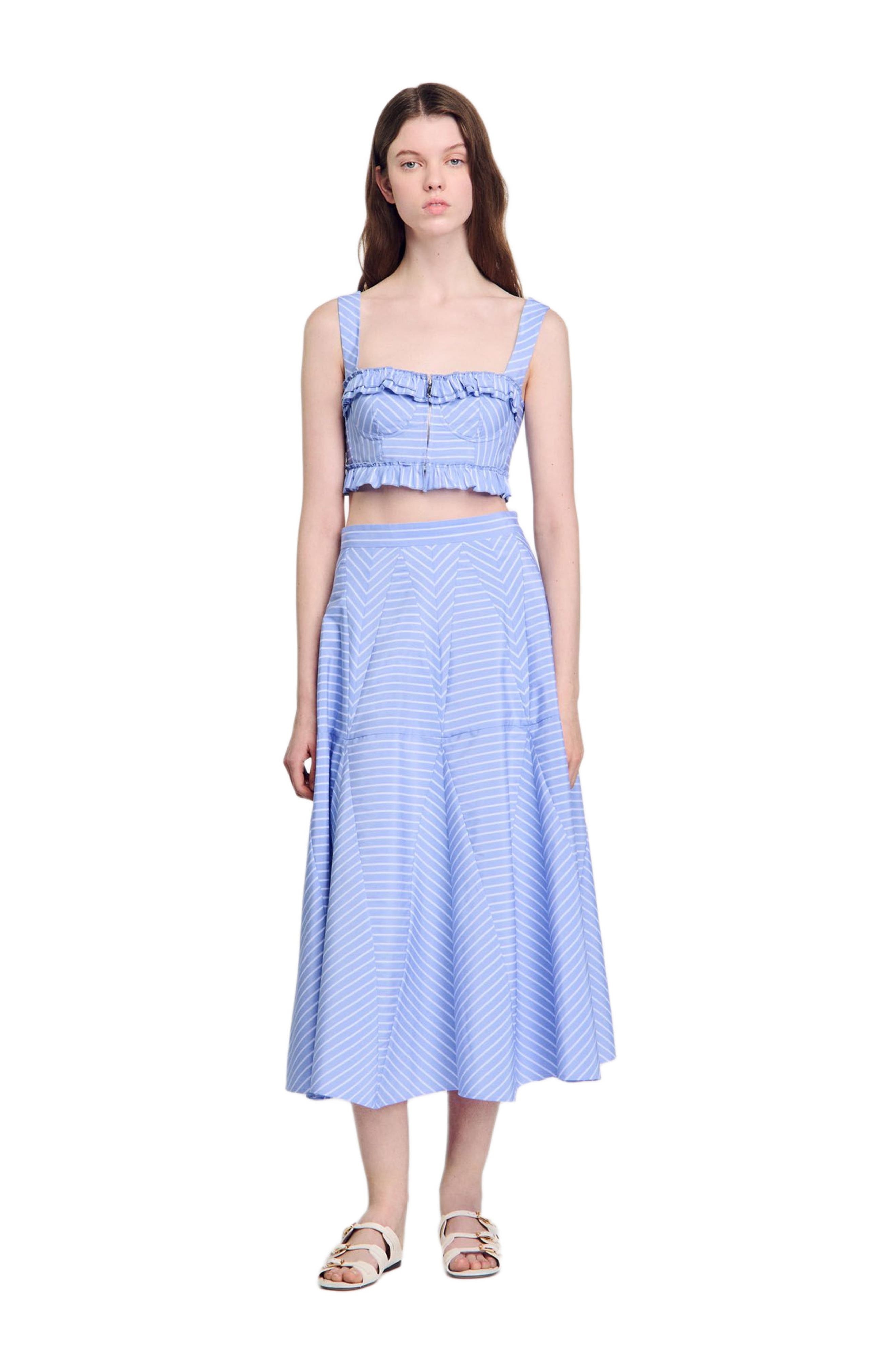 SANDRO Long striped skirt in Blu /White at Nordstrom - 6
