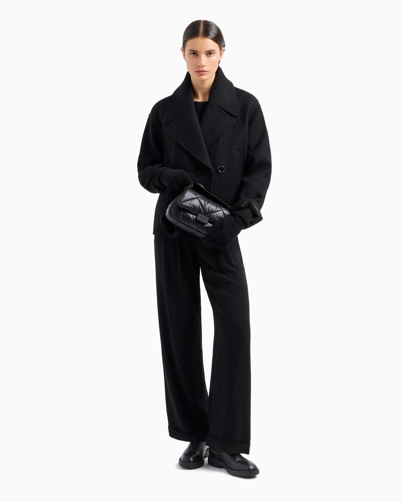 DOUBLE-BREASTED SHORT PEA COAT IN VIRGIN WOOL CAVALRY TWILL - 4