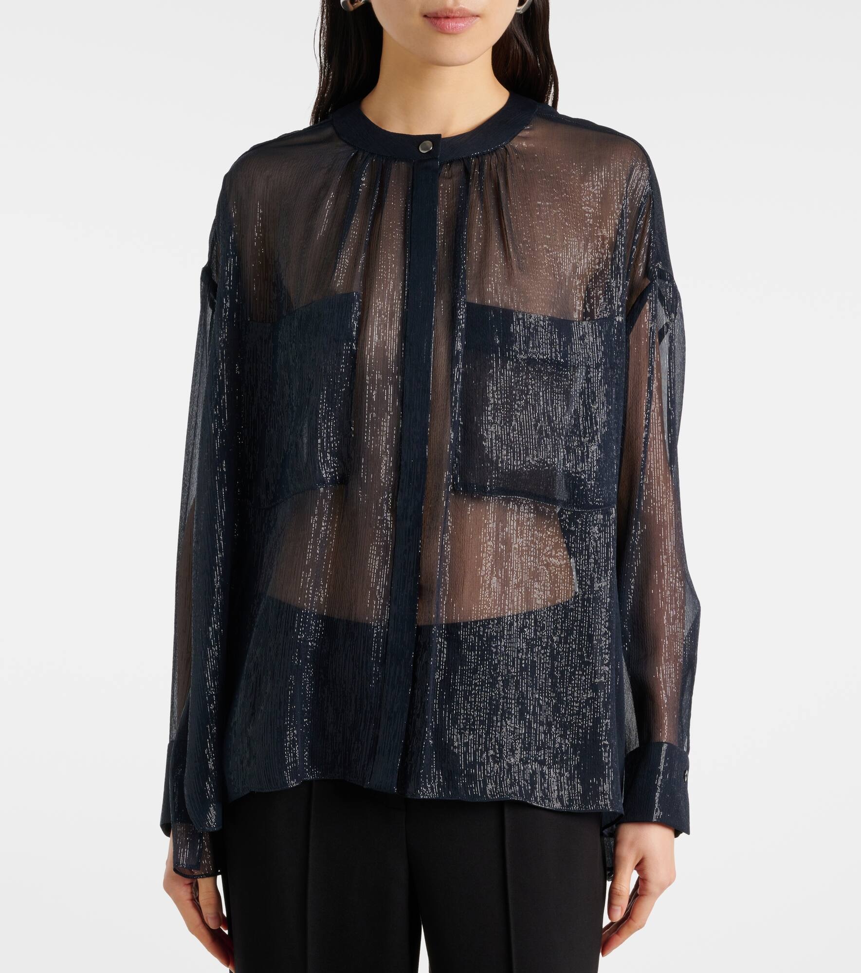 Silk-blend lamé shirt - 6