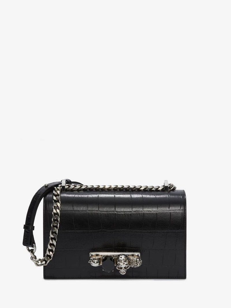 Women's Jewelled Satchel in Black - 1