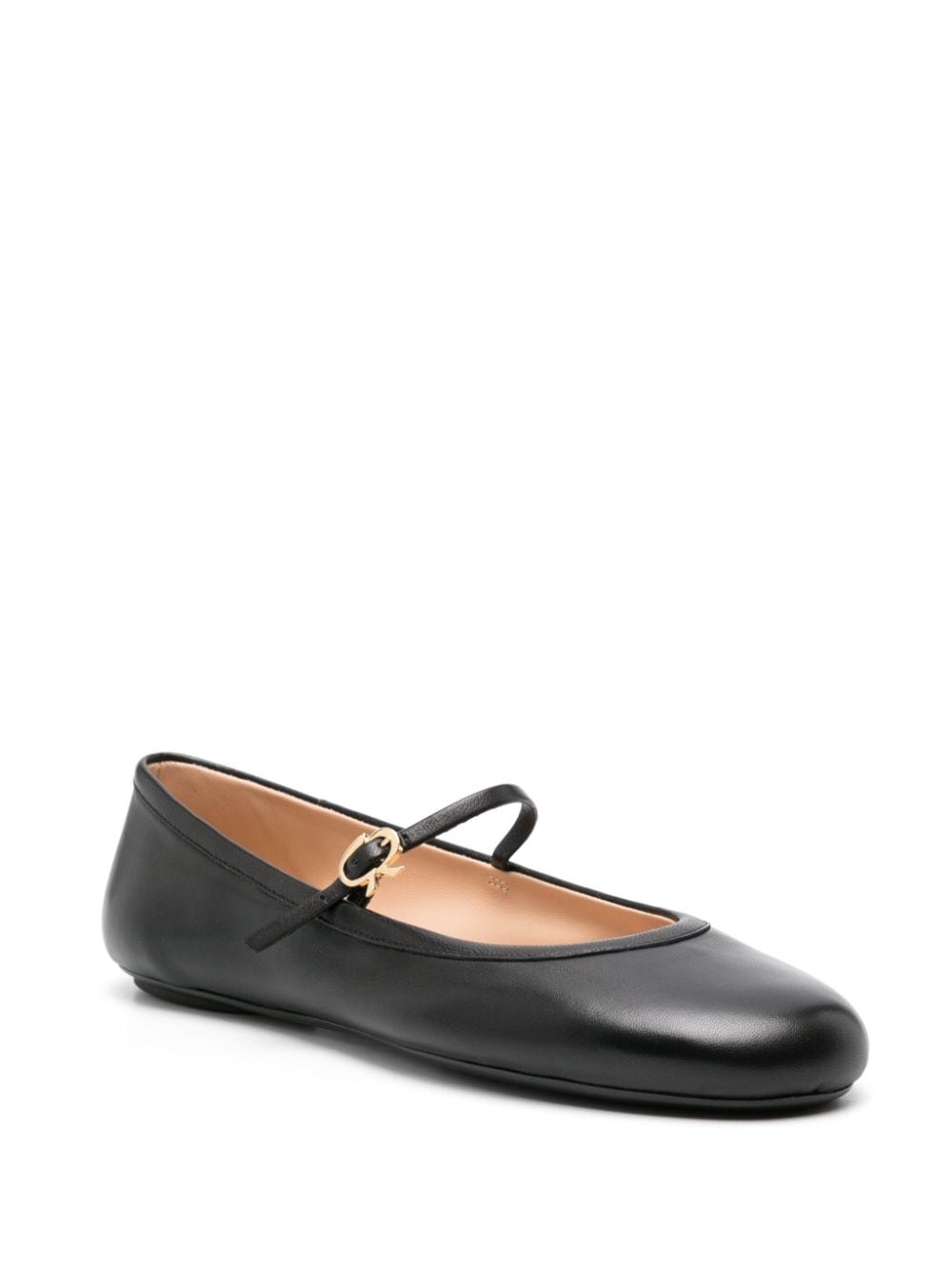 round-toe leather ballerina shoes - 2