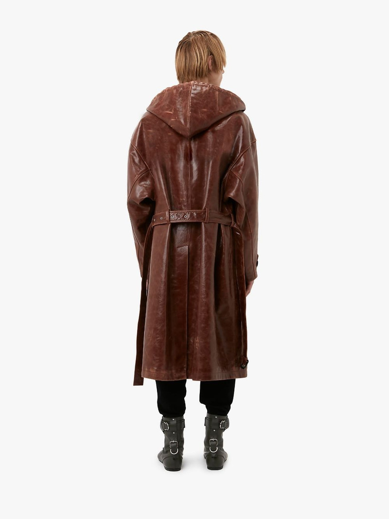 HOODED LEATHER TRENCH COAT 3