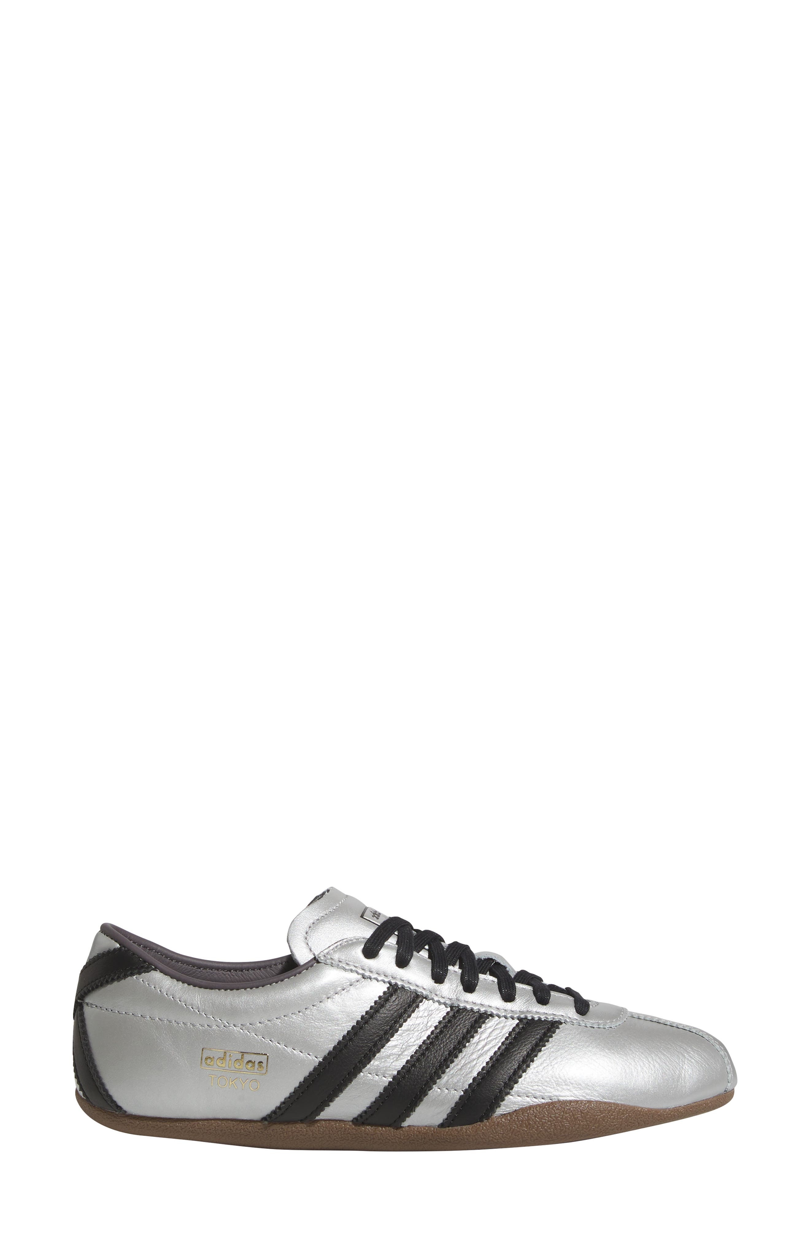 adidas Tokyo Decon Low Top Leather Sneaker in Silver Metallic/Black/Gum at Nordstrom - 3