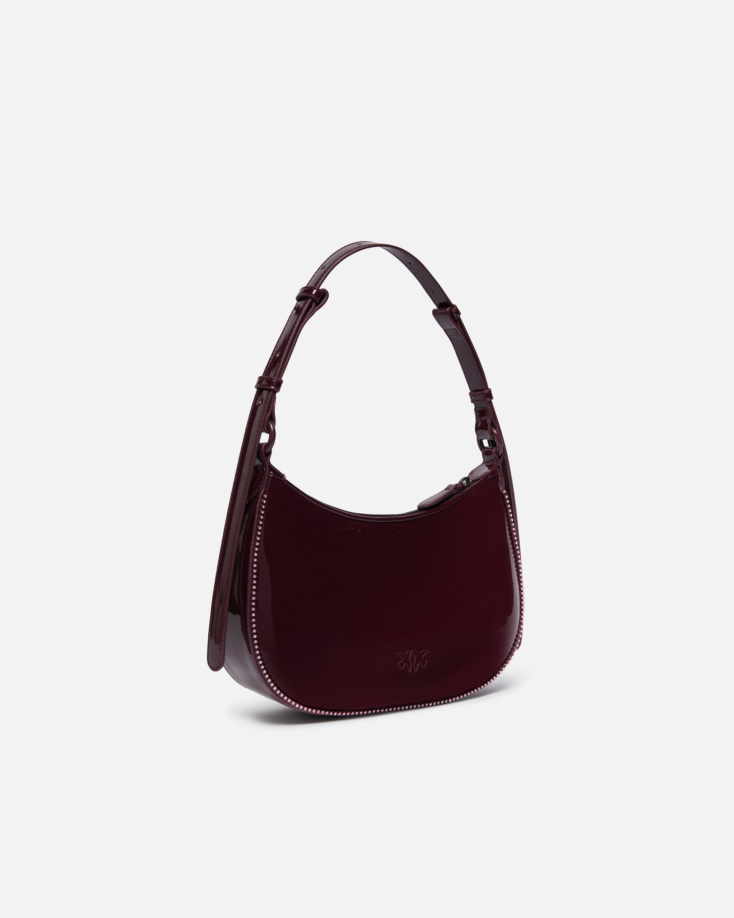 PATENT HALF MOON HANDBAG WITH RHINESTONES - 2