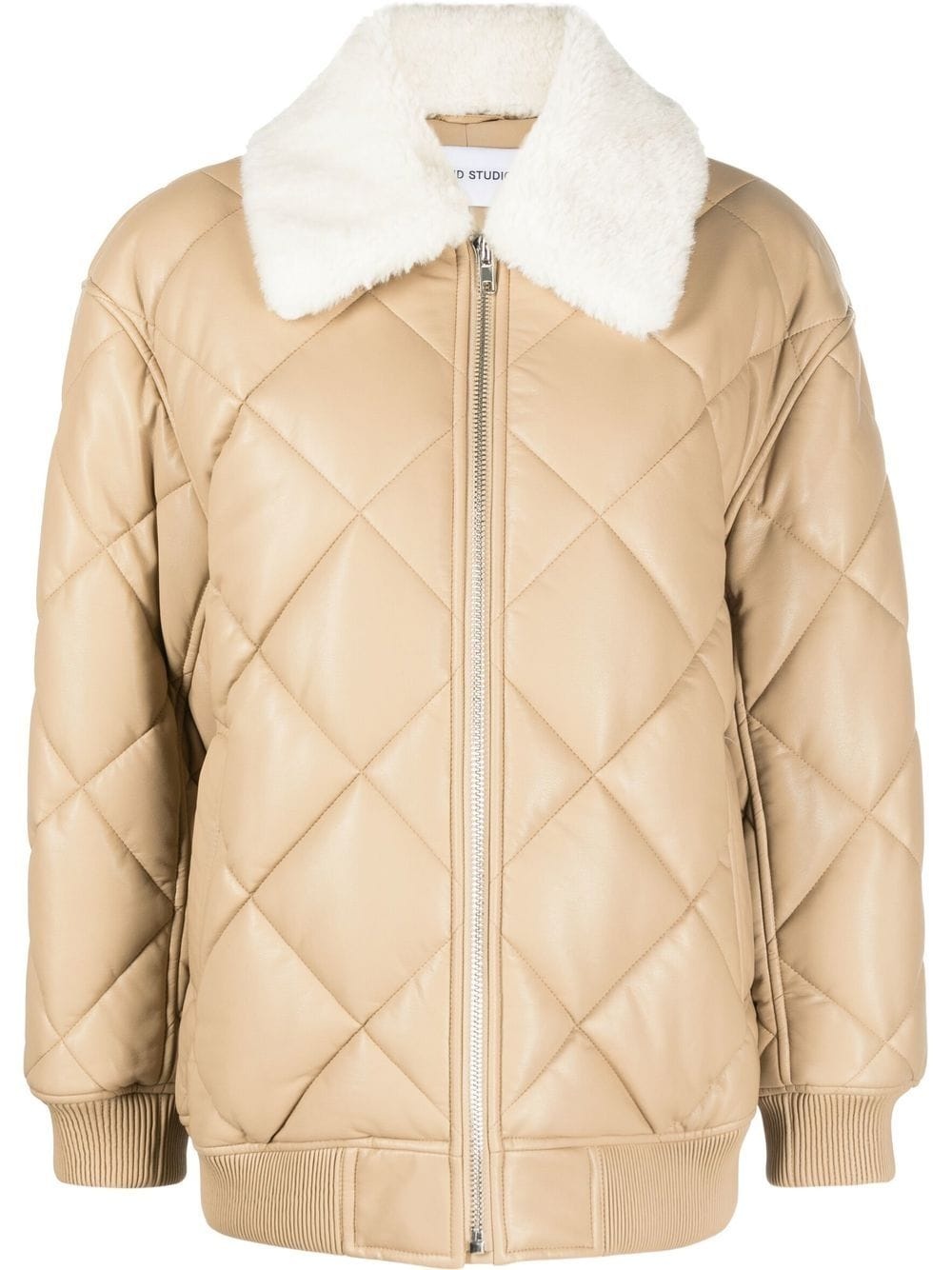 diamond-quilted faux-leather jacket - 1