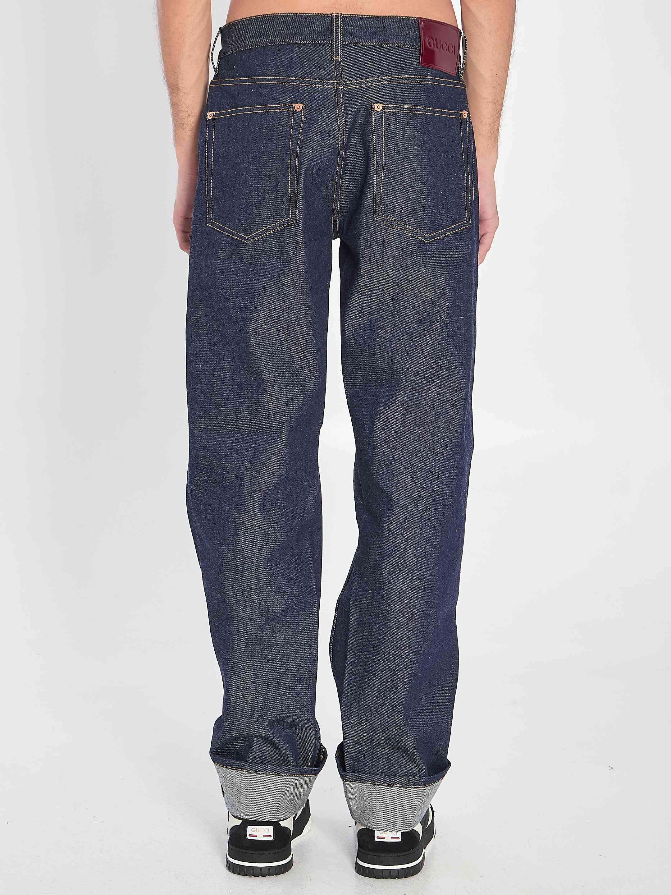 Gucci Men Denim Trousers With Hem Details - 4
