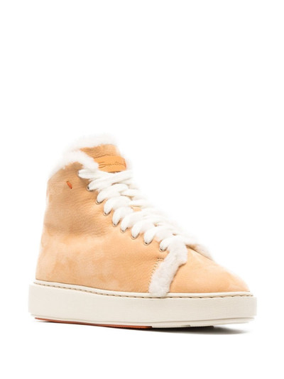 Santoni shearling-trim high-top sneakers outlook