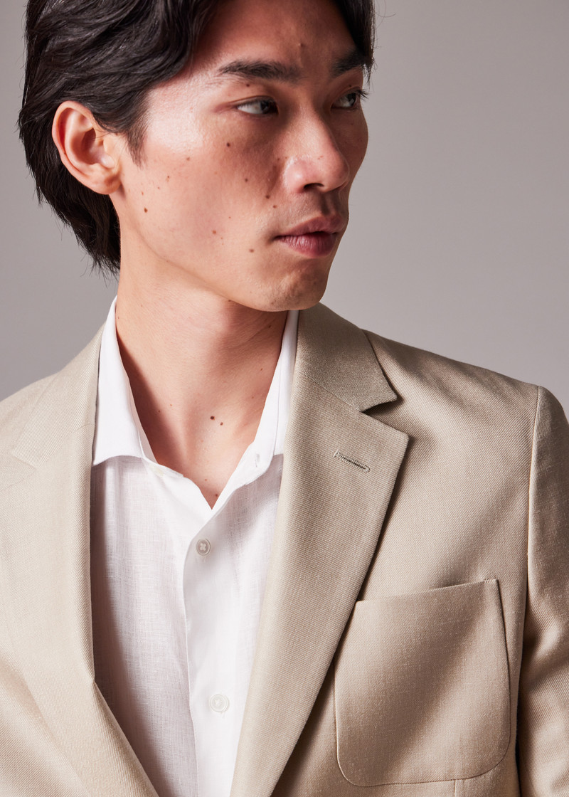 Light Camel Wool-Silk Unlined Suit 14