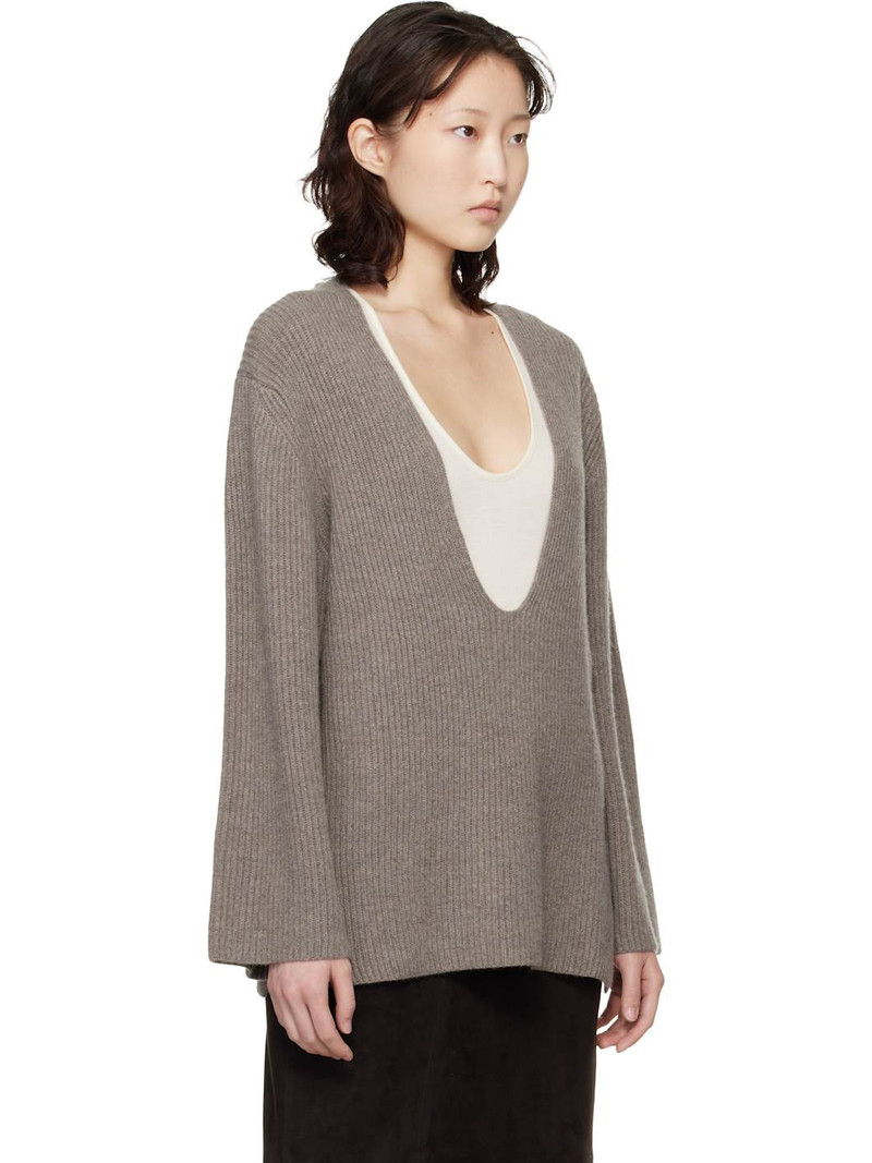 Gray Gabe U Neck Ribbed Cashmere Sweater 2