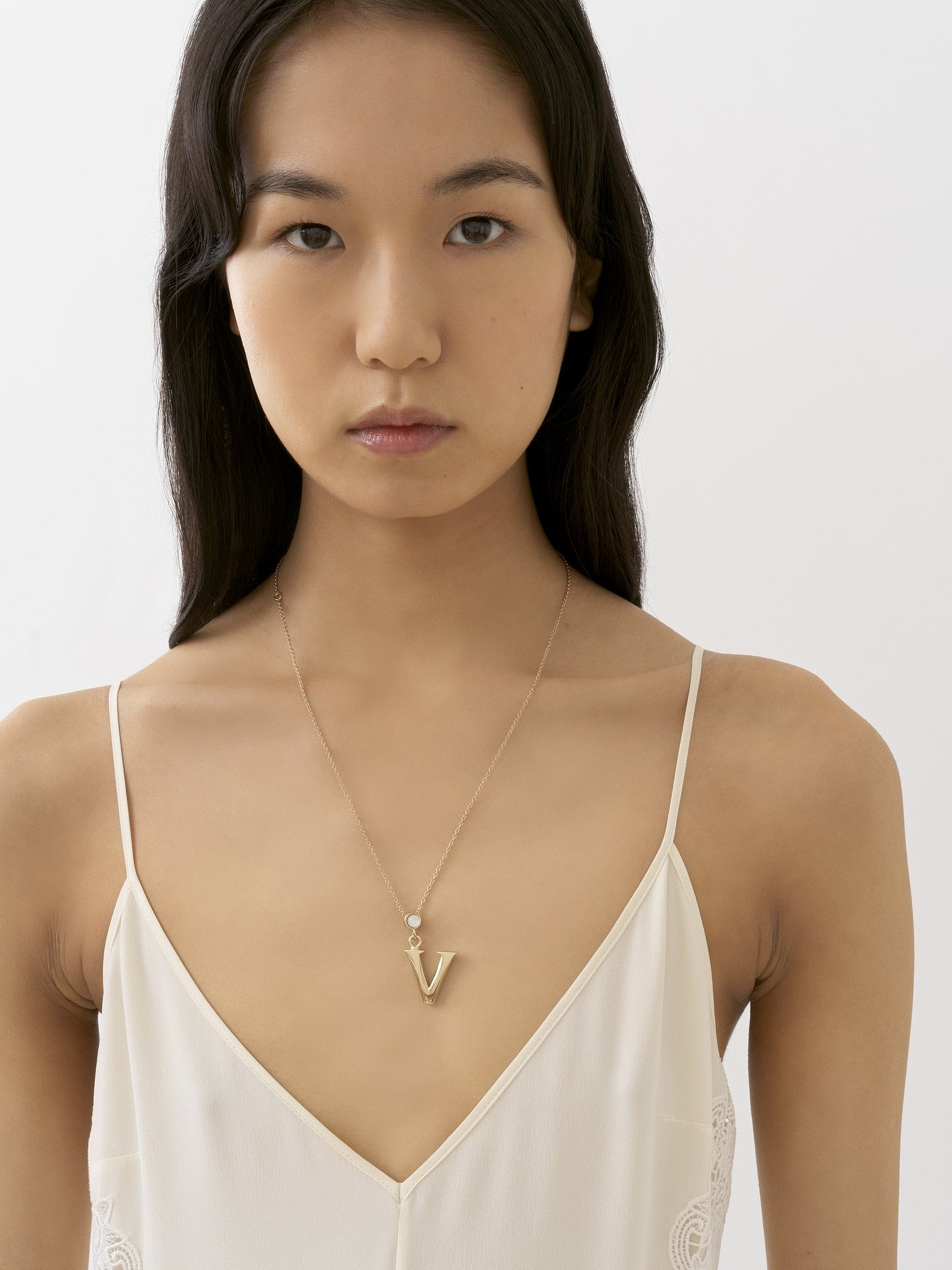 ALPHABET NECKLACE WITH PENDANT V - 3