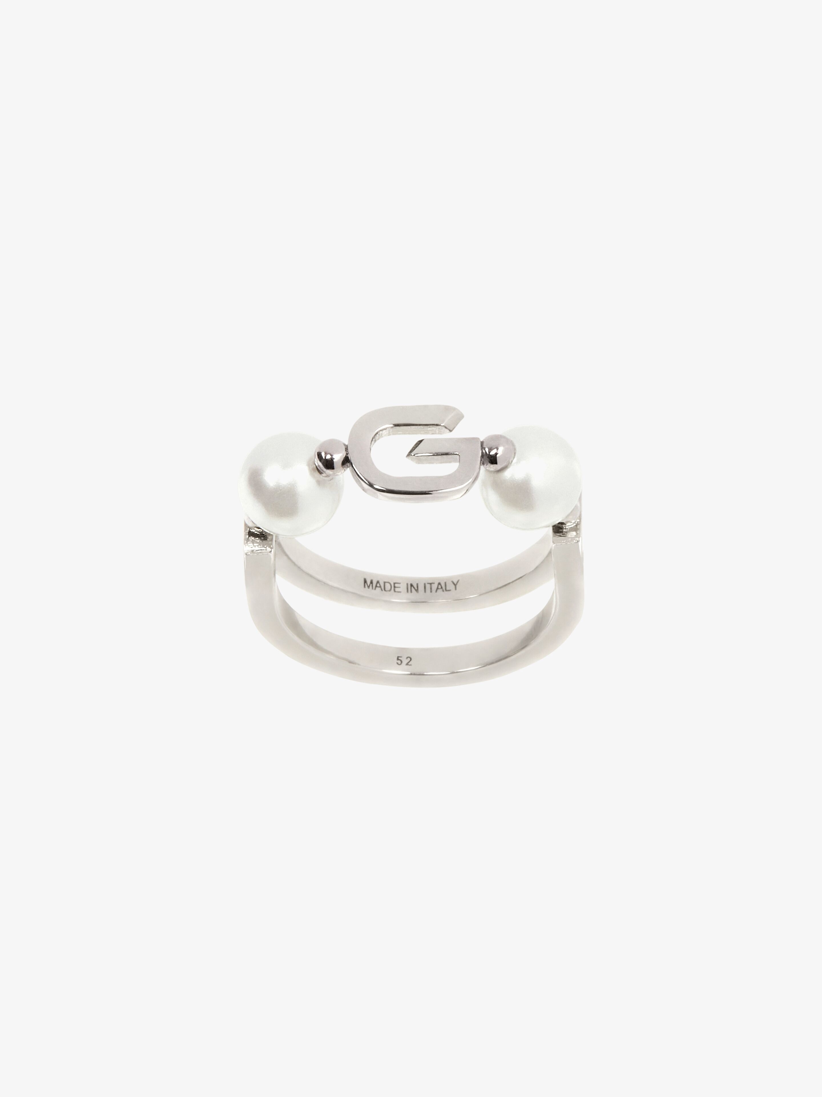 G LINK RING IN METAL WITH PEARLS - 2