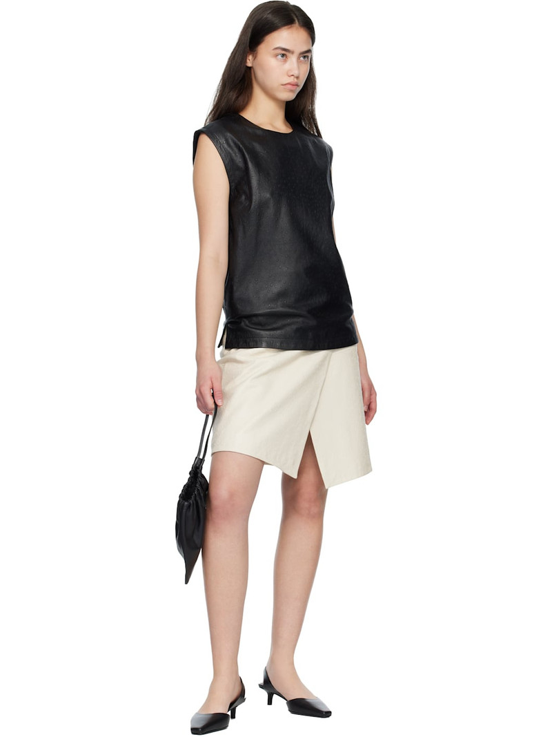 Loulou de Saison Black FIZA Ostrich-Effect Leather Blouse outlook