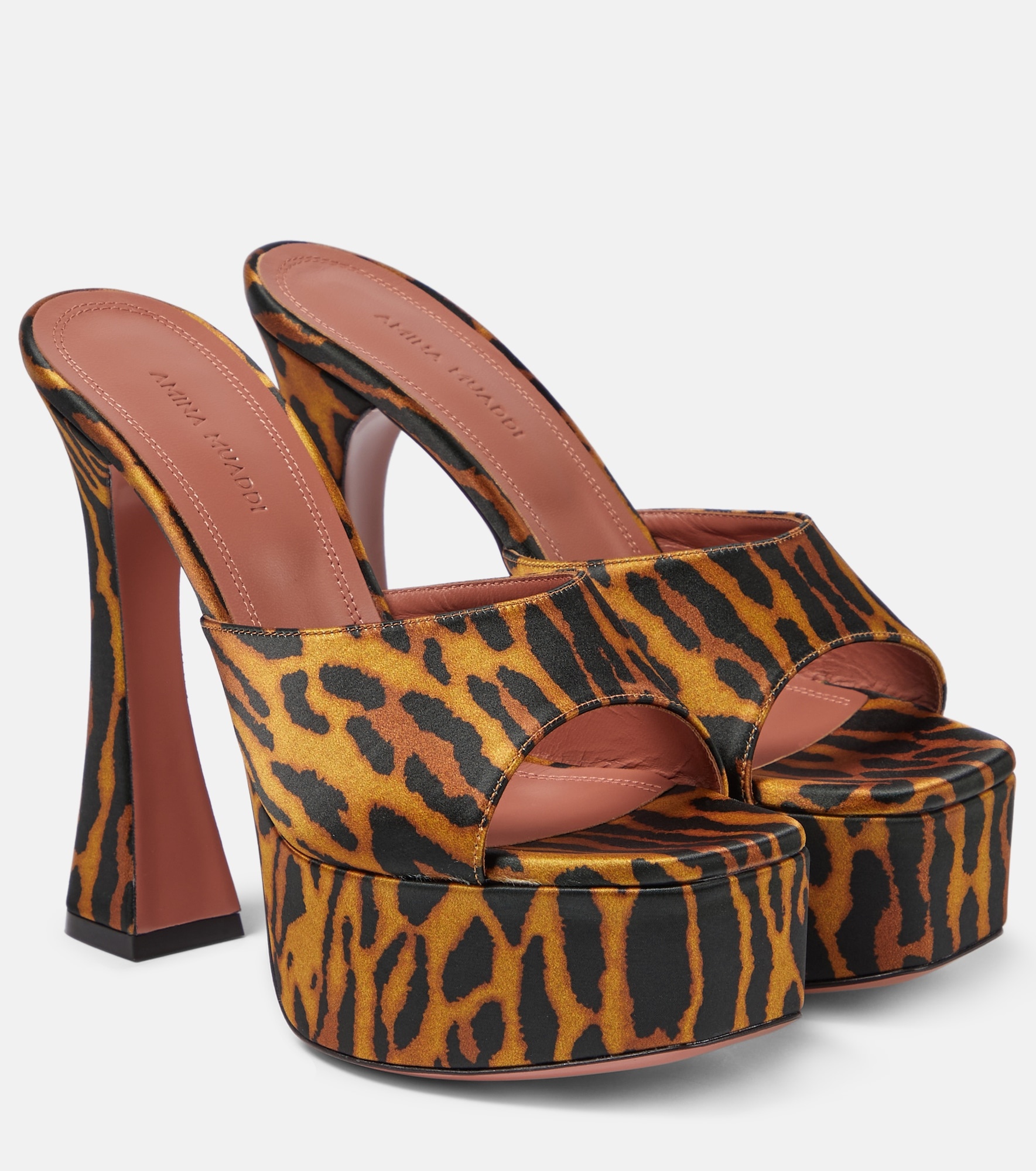 Dalida leopard-print satin platform mules - 1