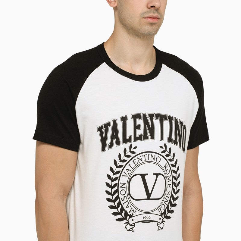 Valentino Valentino White/Black T-Shirt With Logo Men luosophy