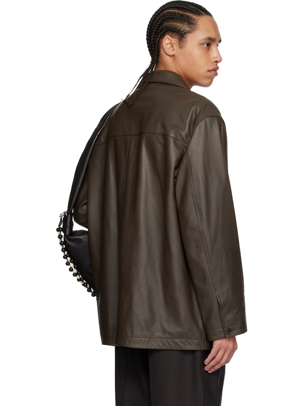 Brown Relaxed Leather Jacket - 3