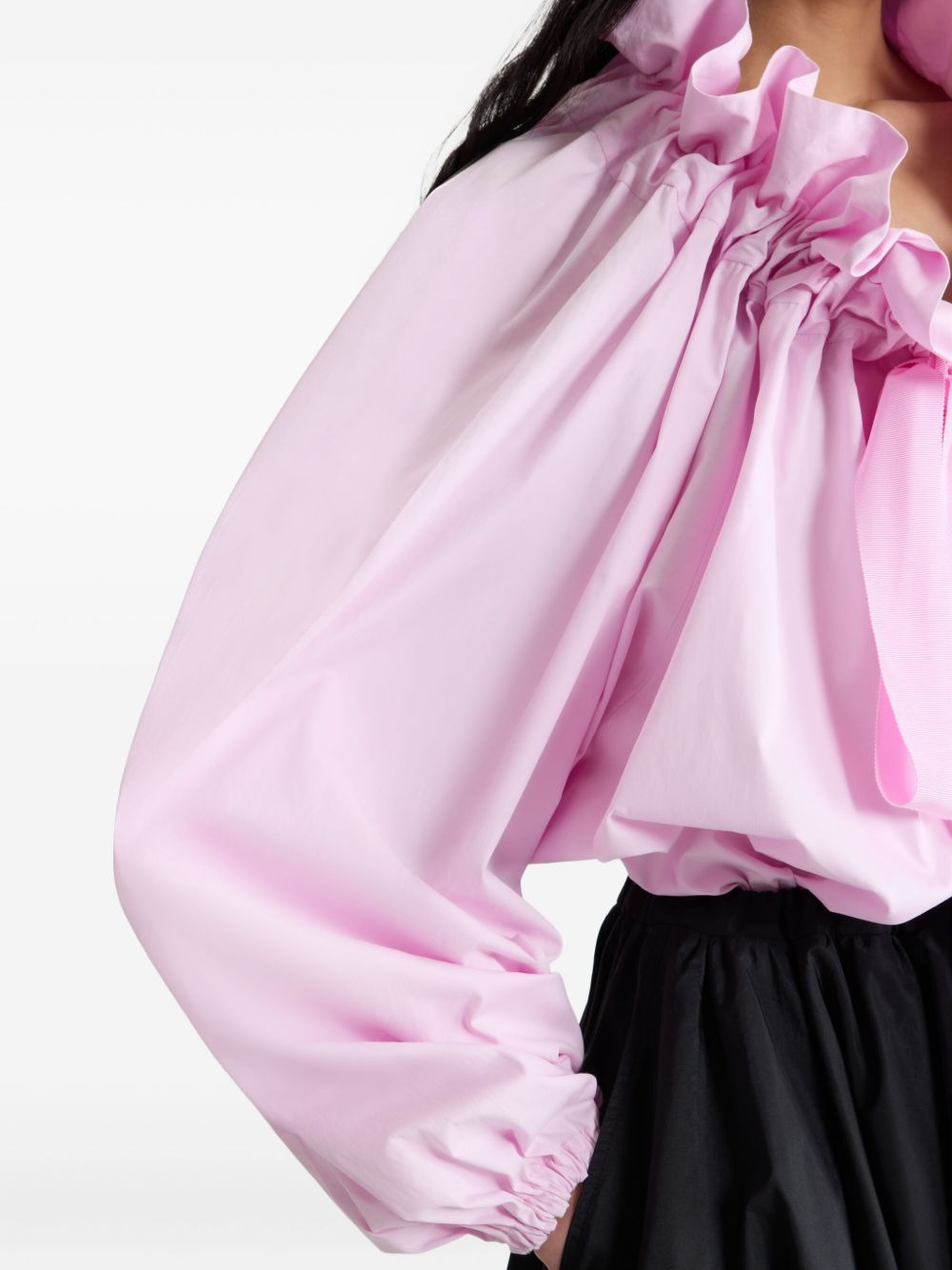 ruffled-neck balloon-sleeve blouse - 5