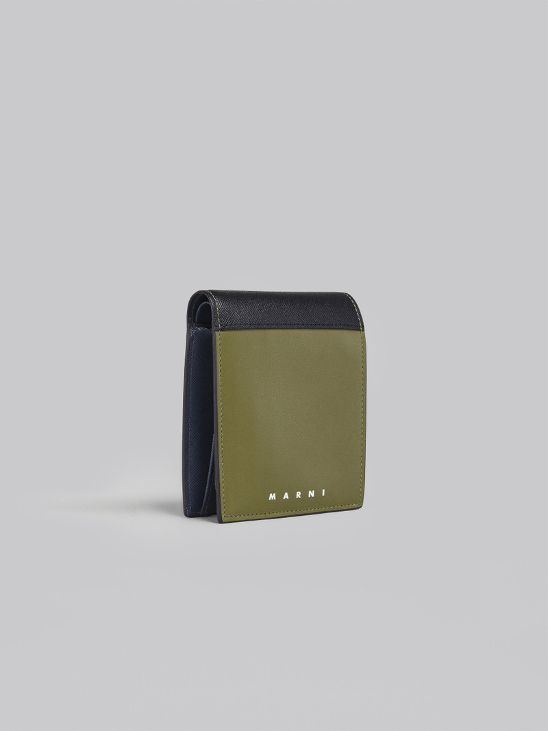 Marni BLACK GREEN AND BLUE SAFFIANO LEATHER BI-FOLD WALLET outlook