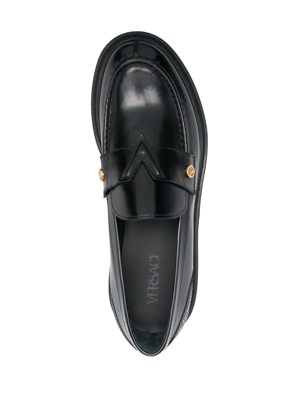 medusa-plaque leather loafers - 4