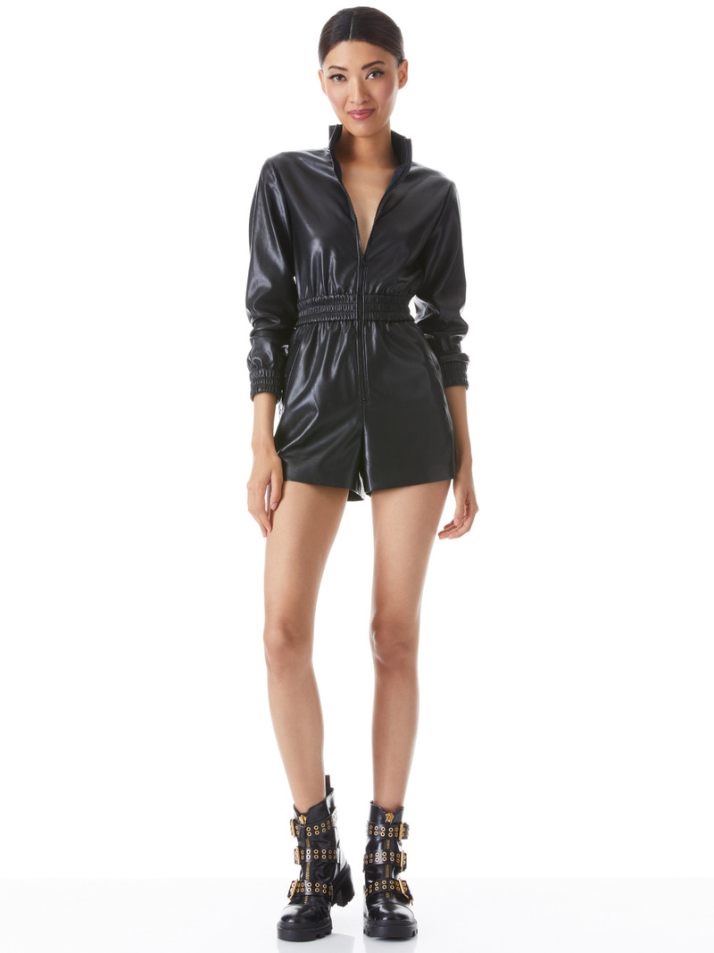 LEVI VEGAN LEATHER FRONT ZIP ROMPER 4