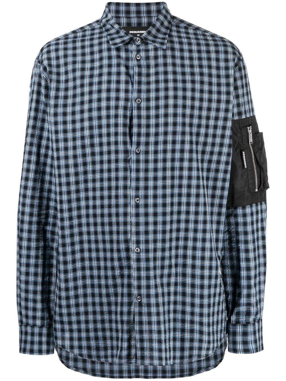 plaid-print zip-pocket shirt - 1