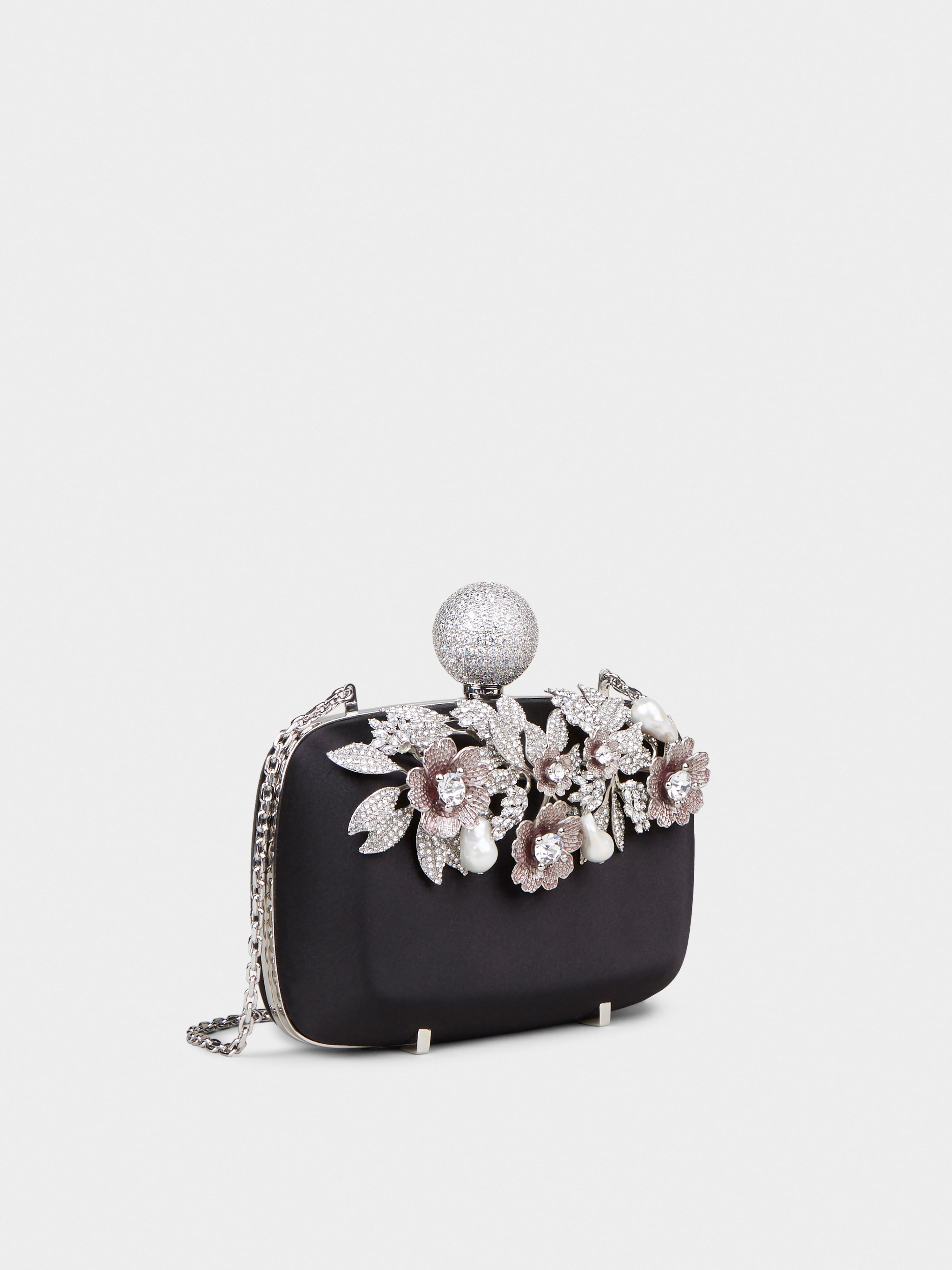 Boite De Nuit Bouquet Strass Clutch Bag in Satin - 3