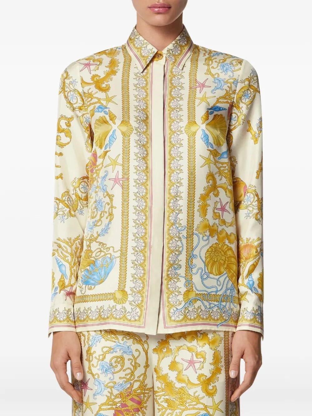 Formal Shirt `Underwater Barocco Foulard` On Silk Twill - 5