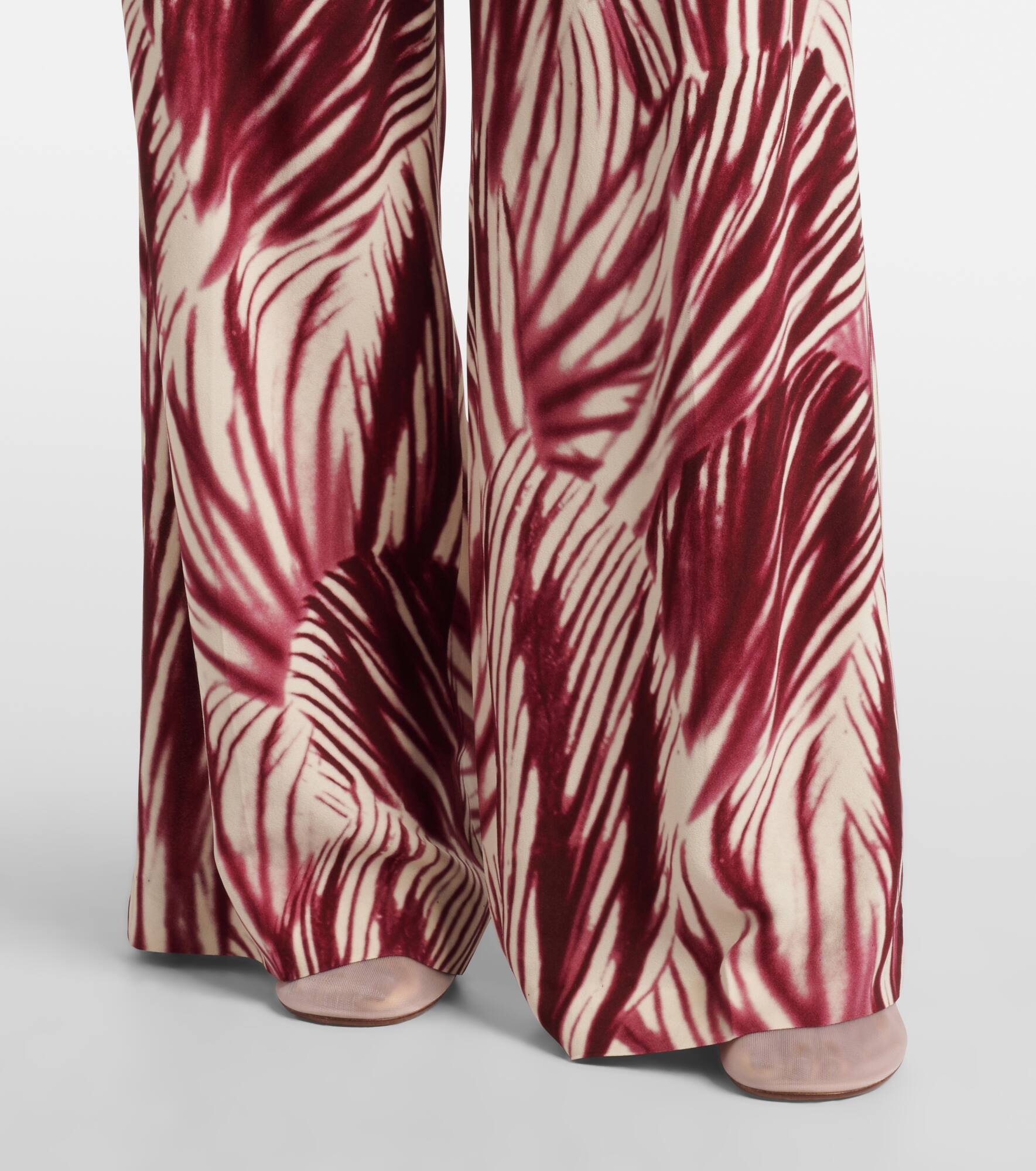 Printed crêpe wide-leg pants - 5
