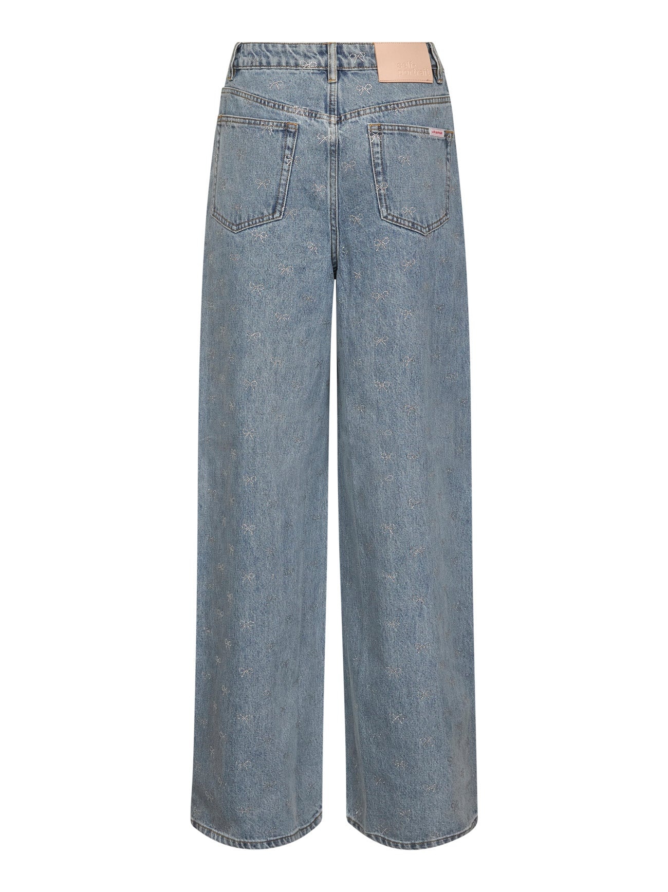 Light blue denim diamante bow jeans - 2