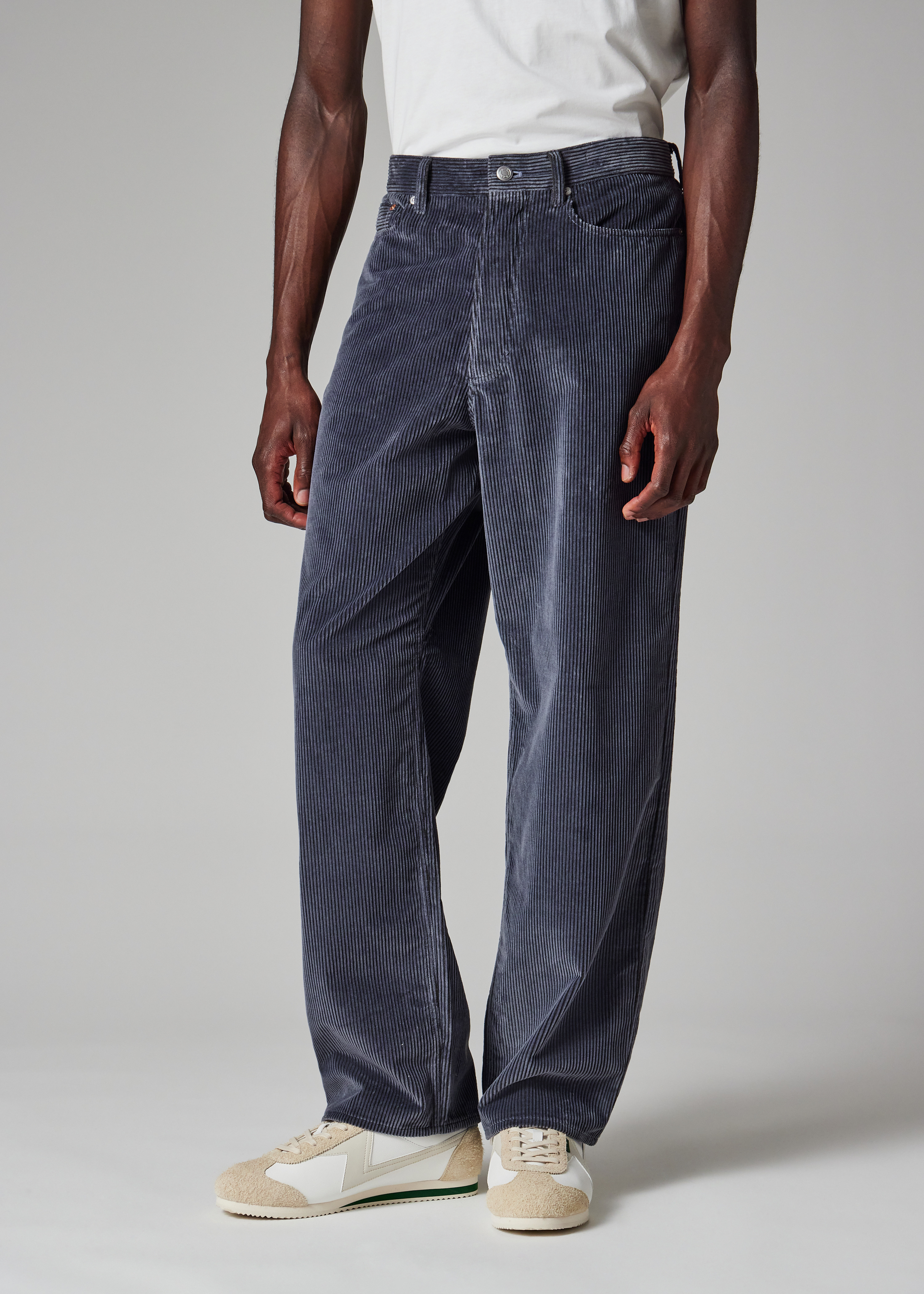 Soft Blue Two-Tone Corduroy Trousers - 3