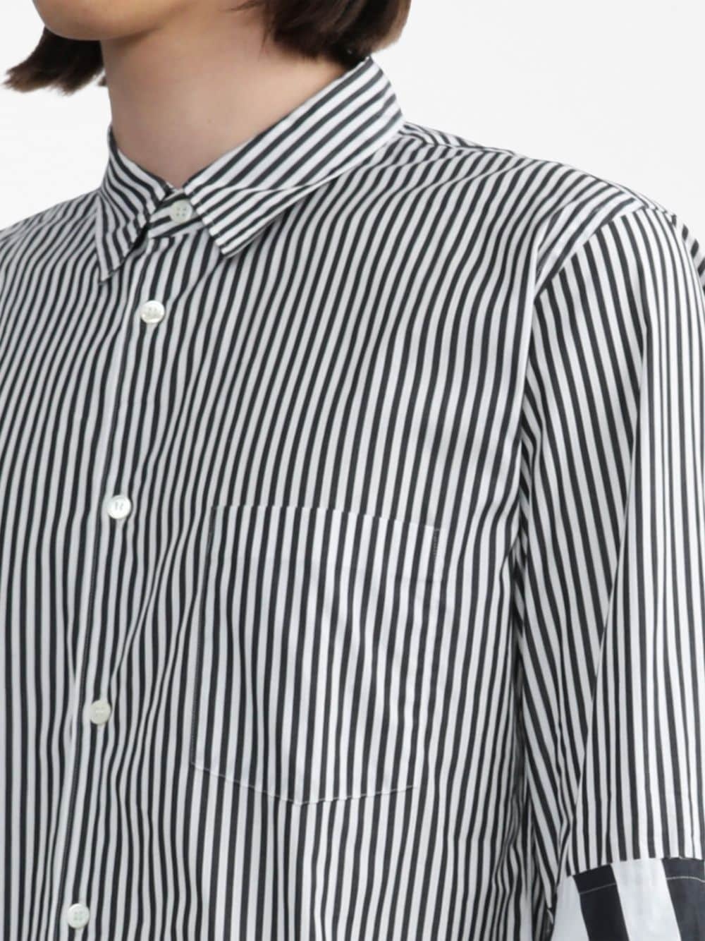 layered striped cotton shirt - 5