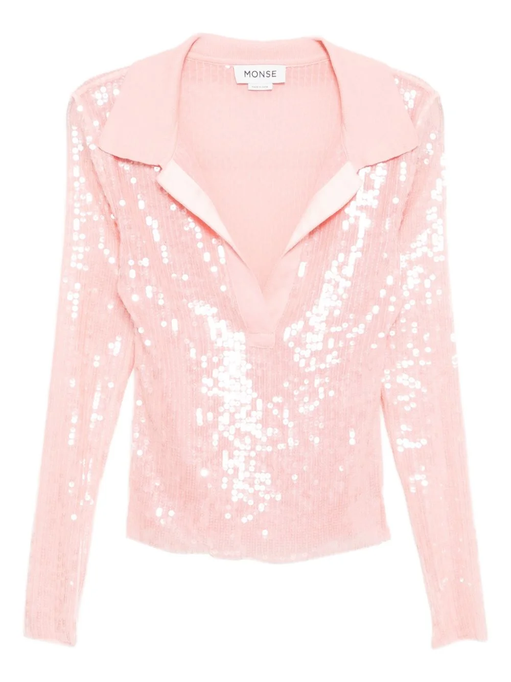 knit collar sequin blouse - 1